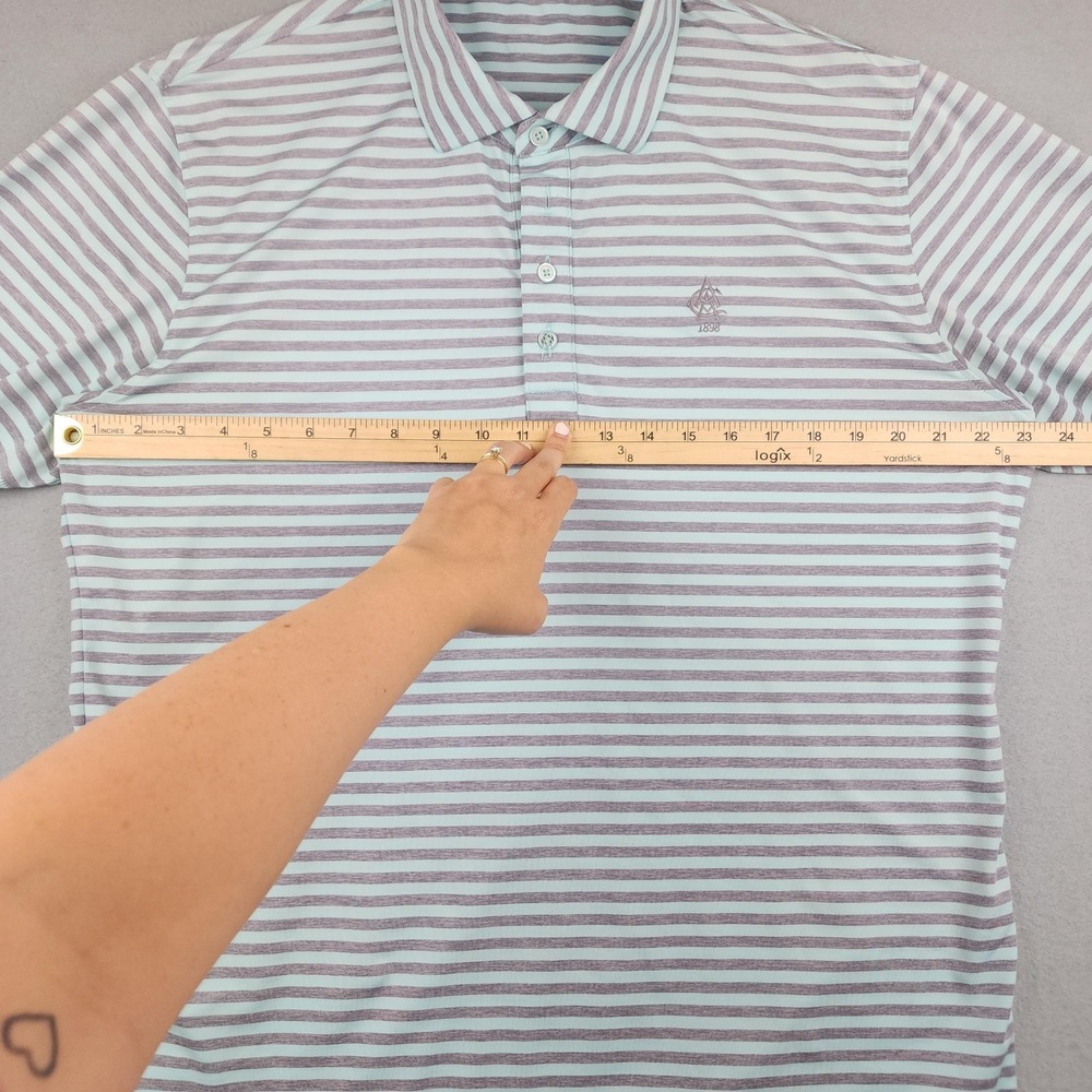 G/FORE Golf Polo Shirt Mens L Blue Striped Short Sleeve Performance Athletic - Picture 5 of 8